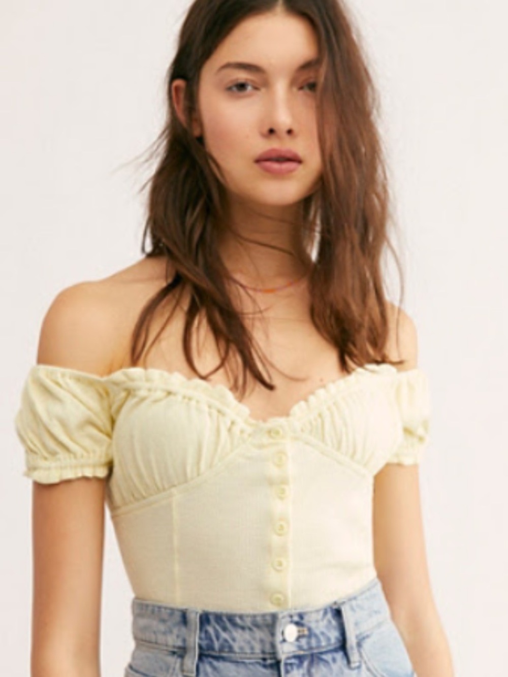 Free People Ladybug Crop Top Lemon Water size medium